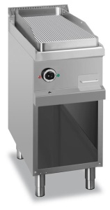 Płyta grillowa na podstawie z trzech stron zamknietej - elektryczna, ryflowana, linia 700