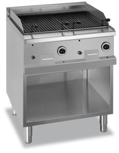 Grill z lawą wulkaniczną stołowy i na podstawie z trzech stron zamkniętej, podwójny - gazowy, linia 700