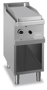 Płyta grillowa na podstawie z trzech stron zamkniętej - gazowa, ryflowana, linia 700