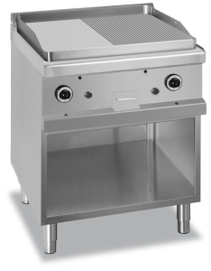 Płyta grillowa na podstawie z trzech stron zamknietej - gazowa, 1/2 gładka + 1/2 ryflowana , linia 700
