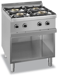 Kuchnia gazowa na podstawie z trzech stron zamkniętej linia 700 4-palnikowa, o dużej mocy Hendi MG7G4SA77P