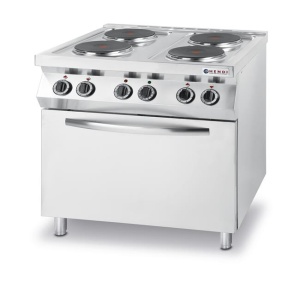 Kuchnia elektryczna - 4-płytowa Kitchen Line z konwekcyjnym piekarnikiem elektrycznym GN 1/1 | Hendi 225936