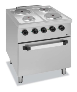 Kuchnia elektryczna na podstawie z trzech stron zakmniętej i z piekarnikiem elektrycznym C4EF77 Hendi C4EF77