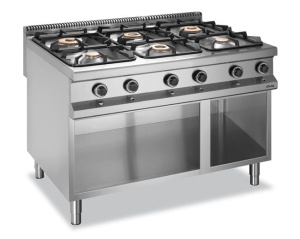 Kuchnia gazowa na podstawie z trzech stron zamkniętej linia 900 6-palnikowa Hendi G6S8