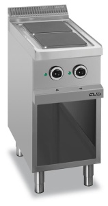 Kuchnia elektryczna 2-płytowa na podstawie z trzech stron zamkniętej, z kwadratowymi płytami linia 700 Hendi MG7E2A77Q