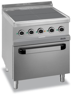 Kuchnia elektryczna 4-płytowa z piekarnikiem elektrycznym, wentylowanym GN 1/1, z kwadratowymi, wpuszczonymi płytami linia 700 Hendi MG7E4FVP77Q