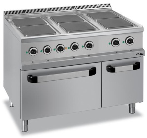 Kuchnia elektryczna 6-płytowa z piekarnikiem elektrycznym GN 2/1, z kwadratowymi płytami linia 700 Hendi MG7E6FA77Q