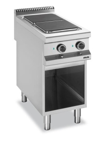 Kuchnia elektryczna na podstawie z trzech stron zamkniętej 2-płytowa, z kwadratowymi płytami, linia 900 Hendi E2A8