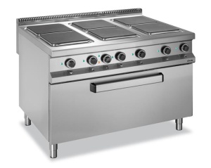 Kuchnia elektryczna z piekarnikiem elektrycznym MAXI 4-płytowa, z kwadratowymi płytami, linia 900 Hendi E6FM8