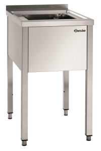 Stół ze zlewem jednokomorowym ze stali nierdzewnej 500x700mm | Bartscher