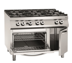 Kuchnia gazowa 6-palnikowa z piekarnikiem elektrycznym i szafką 5,6kW | Bartscher