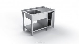 Stół nierdzewny ze zlewem i szafką - 100-180 cm