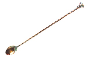 Łyżka barmańska z muddlerem dł. 30 cm miedziana - BAREQ