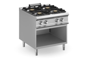 Kuchnia gazowa z nowymi palnikami FLEX BURNERS o mocy 7 kW i 11 kW, na podstawie z trzech stron zamkniętej - kod FB98AXL | Hendi FB98AXL