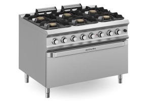 Kuchnia gazowa z nowymi palnikami FLEX BURNERS o mocy 7 kW i 11 kW, z piekarnikiem gazowym statycznym z grillem elektrycznym MAXI | Hendi FB912FGMGXXL