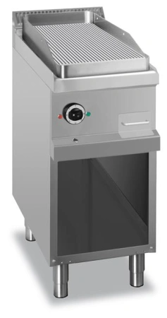 Płyta grillowa na podstawie z trzech stron zamknietej - elektryczna, ryflowana, linia 700
