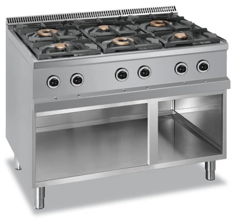Kuchnia gazowa na podstawie z trzech stron zamkniętej linia 700 6-palnikowa