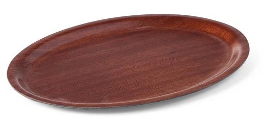 Taca antypoślizgowa drewniana - owalna 290x210 mm | Hendi 507933