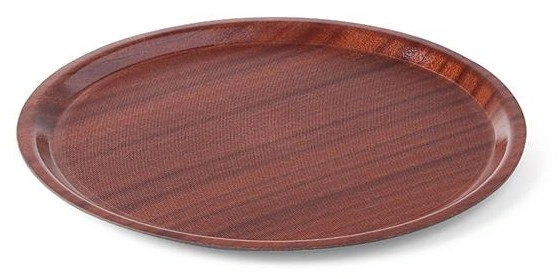 Taca antypoślizgowa drewniana- okrągła, z niskim rantem śr. 380 mm | Hendi 507865