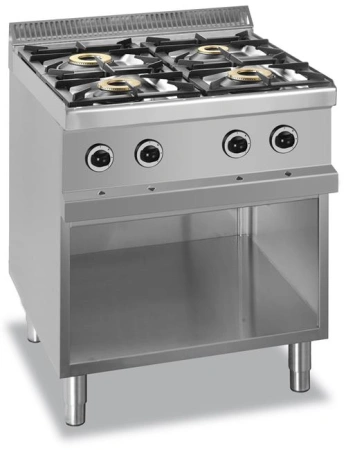 Kuchnia gazowa na podstawie z trzech stron zamkniętej linia 700 4-palnikowa, o dużej mocy Hendi MG7G4SA77P