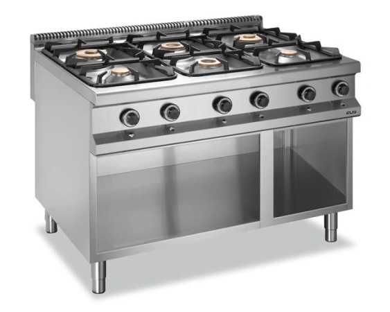 Kuchnia gazowa na podstawie z trzech stron zamkniętej linia 900 6-palnikowa Hendi G6S8
