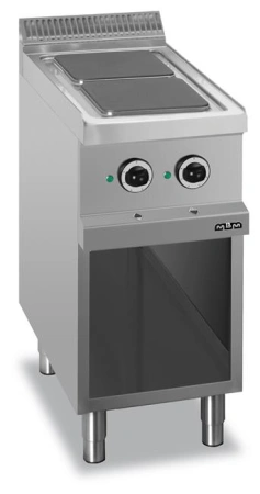 Kuchnia elektryczna 2-płytowa na podstawie z trzech stron zamkniętej, z kwadratowymi płytami linia 700 Hendi MG7E2A77Q