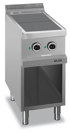 Kuchnia elektryczna 2-płytowa na podstawie z trzech stron zamkniętej, z kwadratowymi, wpuszczonymi płytami linia 700 Hendi MG7E2AP77Q