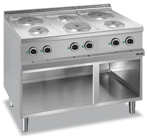 Kuchnia elektryczna 6-płytowa na podstawie z trzech stron zamkniętej linia 700 Hendi MG7E6A77