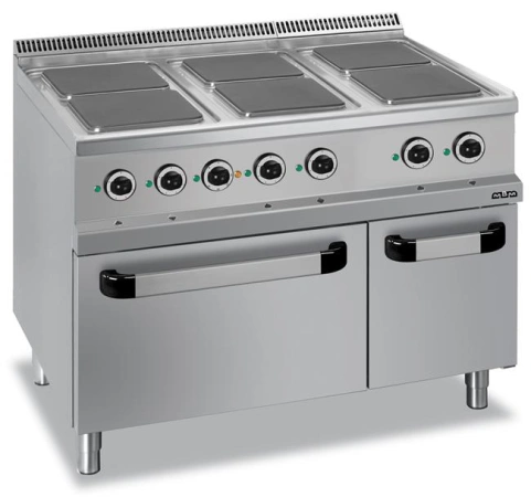 Kuchnia elektryczna 6-płytowa z piekarnikiem elektrycznym GN 2/1, z kwadratowymi płytami linia 700 Hendi MG7E6FA77Q