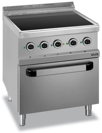 Kuchnia ceramiczna, 4-płytowa z piekarnikiem elektrycznym GN 2/1 linia 700 Hendi MG7EVC4F77