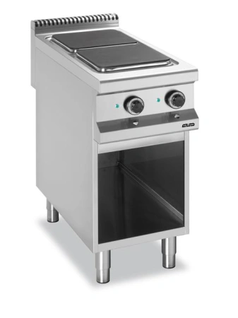 Kuchnia elektryczna na podstawie z trzech stron zamkniętej 2-płytowa, z kwadratowymi płytami, linia 900 Hendi E2A8