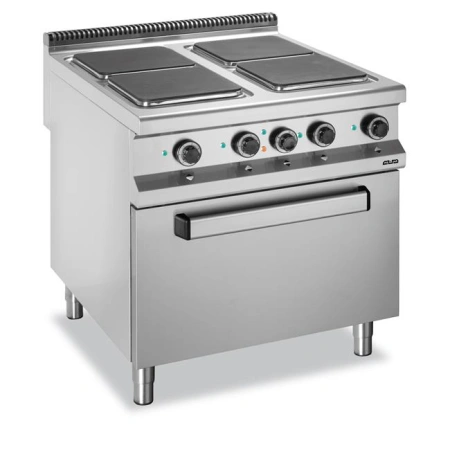 Kuchnia elektryczna z piekarnikiem elektrycznym GN2/1 4-płytowa, z kwadratowymi płytami, linia 900 Hendi E4F8