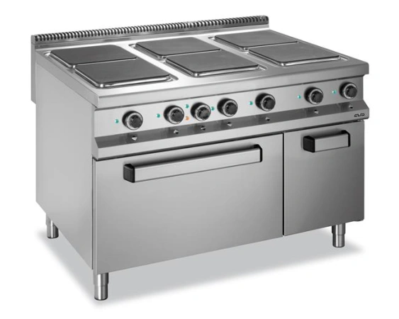 Kuchnia elektryczna z piekarnikiem elektrycznym GN2/1 4-płytowa, z kwadratowymi płytami, linia 900 Hendi E6FA8