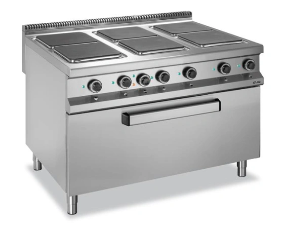 Kuchnia elektryczna z piekarnikiem elektrycznym MAXI 4-płytowa, z kwadratowymi płytami, linia 900 Hendi E6FM8