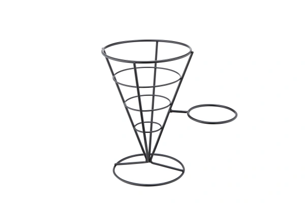 Stojak na frytki czarny z uchwytem