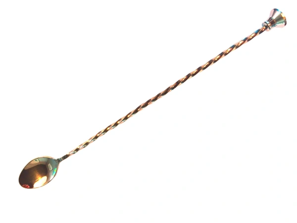 Łyżka barmańska z muddlerem dł. 30 cm miedziana - BAREQ