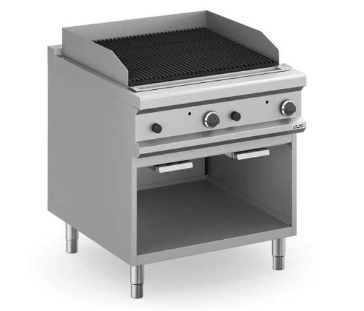 Grill z lawą wulkaniczną stołowy i na podstawie z trzech stron zamkniętej, gazowy | Hendi MPLG98A