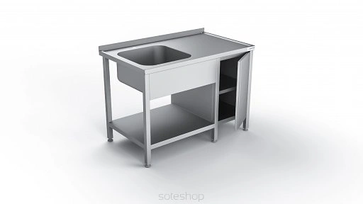 Stół nierdzewny ze zlewem i szafką - 100-180 cm