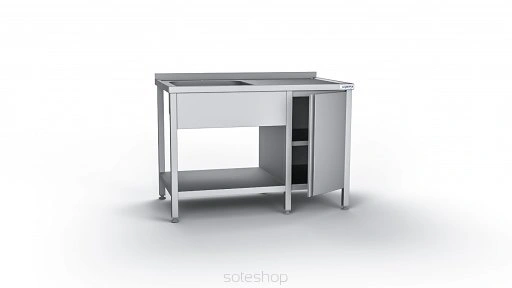 Stół nierdzewny ze zlewem i szafką - 100-180 cm
