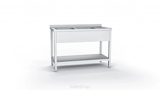 Stół nierdzewny ze zlewem dwukomorowym i półką - 100-180 cm Stół nierdzewny ze zlewem dwukomorowym i półką - 100-180 cm