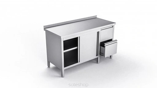 Stół nierdzewny z szafką i szufladami - 130-200 cm