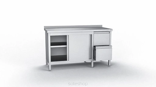 Stół nierdzewny z szafką i szufladami - 130-200 cm