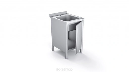 Stół nierdzewny z basenem i szafką - szerokość 500 mm