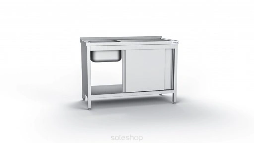 Stół nierdzewny ze zlewem przelotowy - 80-150 cm