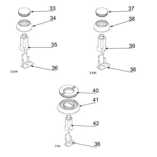 Kuchnia gazowa, 4-palnikowa, nastawna, 24 kW, G20