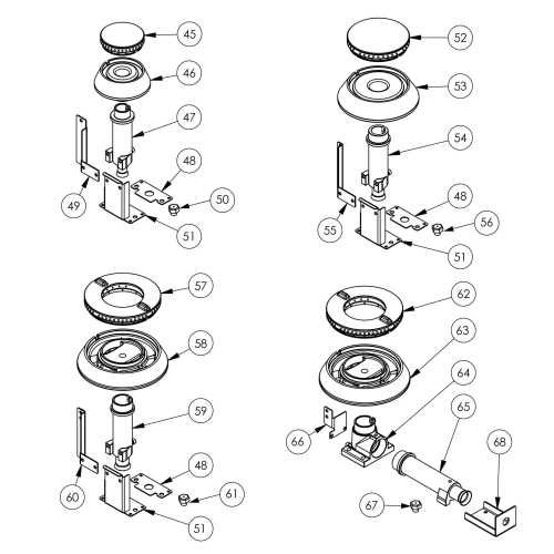 Kuchnia gazowa, 6-palnikowa z piekarnikiem gazowym, 36.5+5 kW, G20