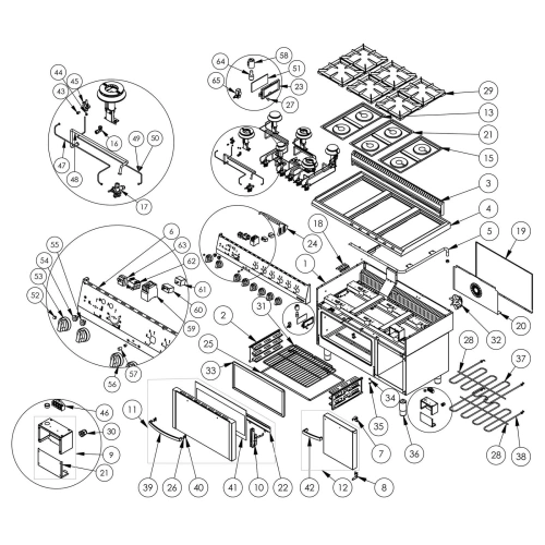 Kuchnia gazowa z piekarnikiem elektrycznym, 4-palnikowa, P 22.5+7 kW, U G20