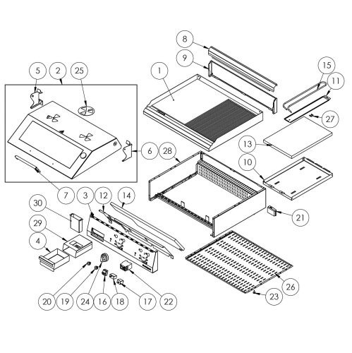 Płyta grillowa elektryczna, ryflowana, z pokrywą, 8.1 kW