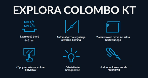 Piec konwekcyjno-parowy Explora Colombo KT 10xGN1/1 sonda system myjący 15,6kW Piec konwekcyjno-parowy Explora Colombo KT 10xGN1/1 sonda system myjący 15,6kW
