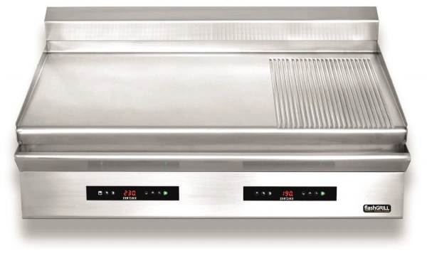 Płyta grillowa elektryczna nastawna podwójna gładko-ryflowana Zernike